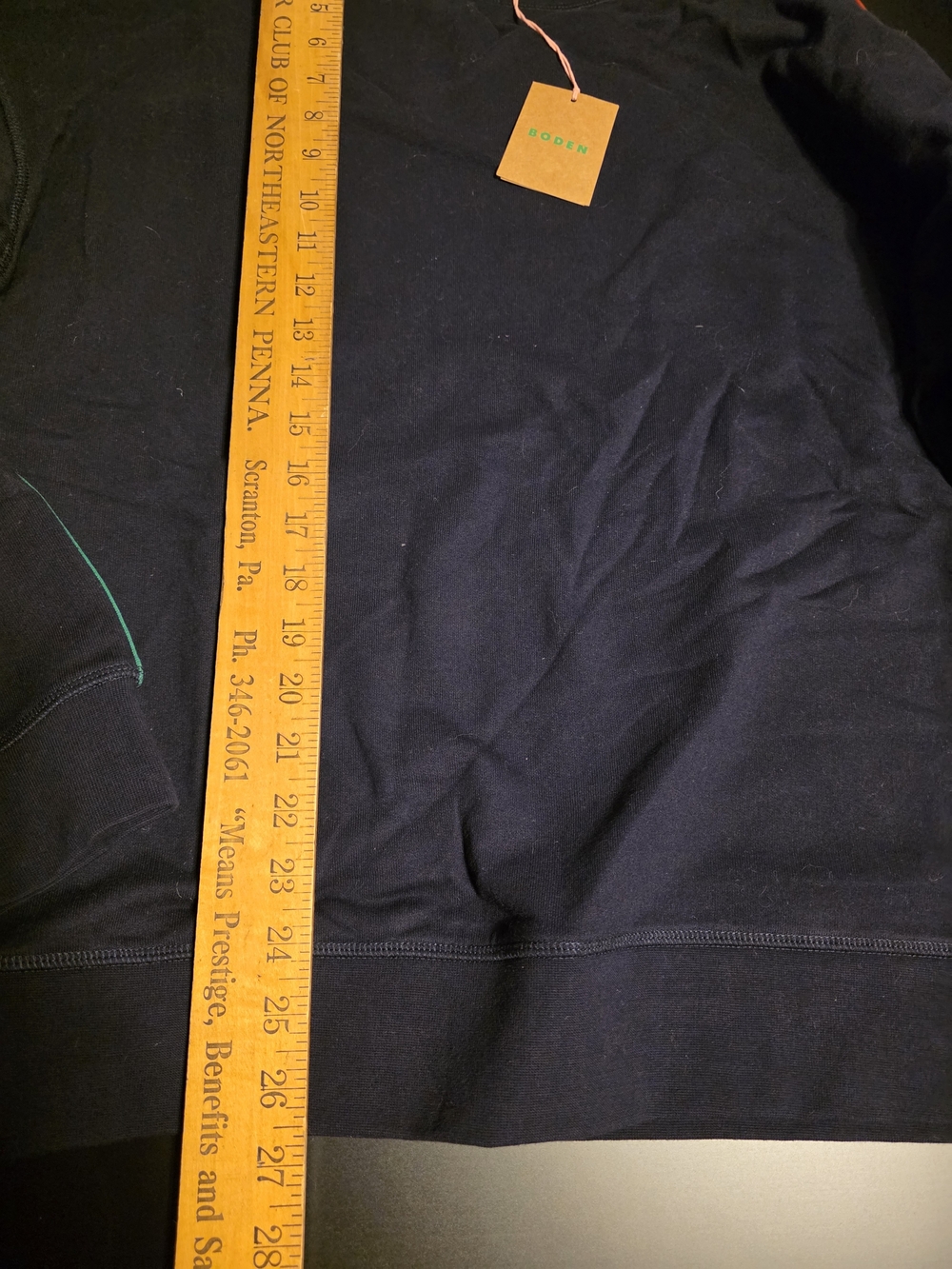 Boden Navy crewneck Sweatshirt with Red, Blue and Green Stripe Detail - Picture 3 of 6